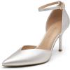 DREAM PAIRS Women’s High Heels Strappy Closed Toe Stiletto Ankle Strap Pointed Toe D’Orsay Heel Dress Wedding Party Pumps Shoes(Silver/Pu)