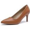 DREAM PAIRS Women’s High Stiletto Heels Closed Pointed Toe Dress Pumps Shoes for Wedding Work Office Business, 3 Inches(Brown-pu)