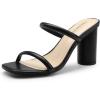 DREAM PAIRS Women’s Square Open Toe Block Heels Two Strap Slip On High Heeled Slides Sandals(Black)