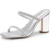 DREAM PAIRS Women’s Square Open Toe Block Heels Two Strap Slip On High Heeled Slides Sandals(Silver-rhinestone)