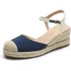 DREAM PAIRS Women’s Wedge Sandals, Closed Toe Espadrilles Platform Wedge Heels with Adjustable Ankle Straps and Comfortable Cushion Insoles(Navy)