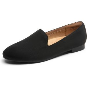 DREAM PAIRS Round Toe Flats for Women Dressy Comfortable, Slip-On Dress Business Casual Office Work Shoes for Women(Black-suede)