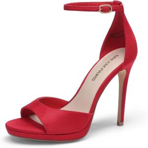 DREAM PAIRS Women’s Heels, High Stilettos Ankle Strap Sexy Comfort Dress Shoes Wedding Bridal Pumps Sandals(Red)