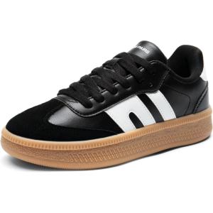 DREAM PAIRS Women’s Tennis Sneakers Walking Casual Lace-Up Footwear Comfortable Fashion Sneakers Shoes(Black)