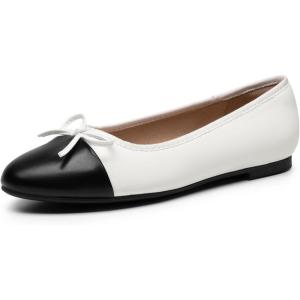 Dream Pairs Women’s Flats, Round Toe Ballet Flats, Comfortable Slip-on Dressy Business Casual Work Office Ballerina Flat Dress Shoes(White-pu)