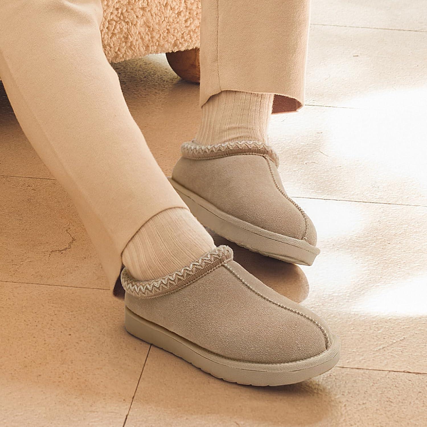 image:imageDREAM PAIRS Womens Fuzzy Cozy Slippers Genuine Suede Indoor Outdoor Fluffy Home Comfy Winter Slip On Cute Warm Memory Foam Furry Shoes FuzzyEasy