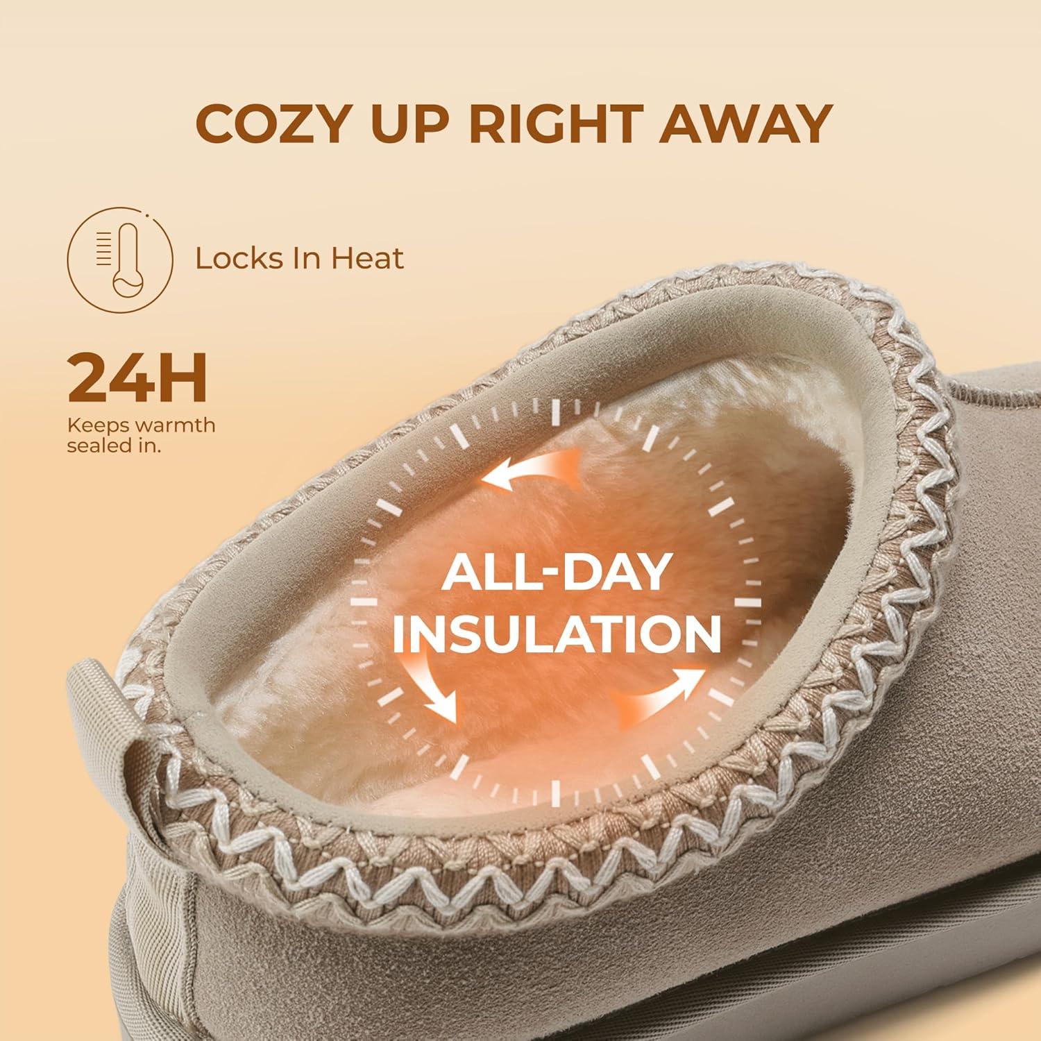 image:imageDREAM PAIRS Womens Fuzzy Cozy Slippers Genuine Suede Indoor Outdoor Fluffy Home Comfy Winter Slip On Cute Warm Memory Foam Furry Shoes FuzzyEasy