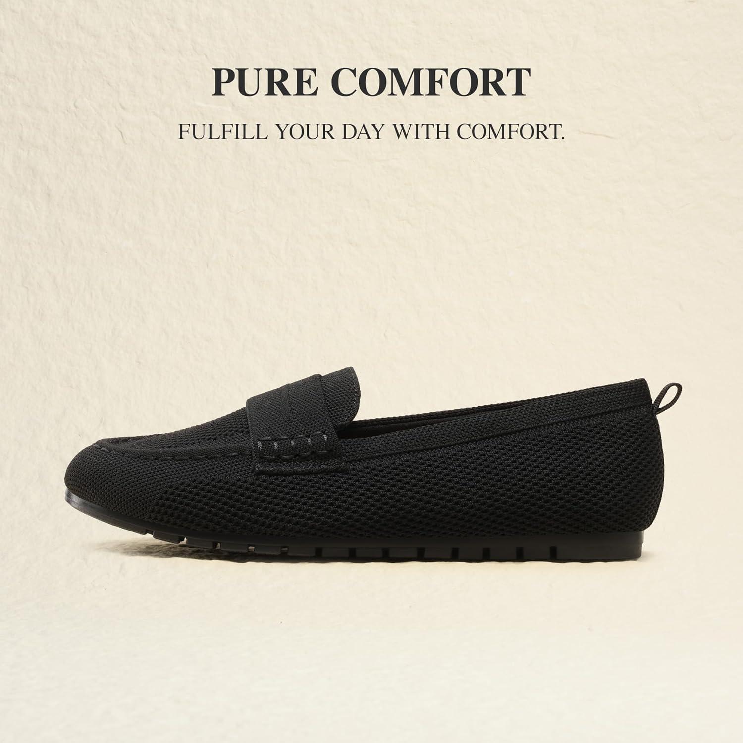 image:imageDREAM PAIRS Loafers for Women Penny Knitted Loafer Casual Comfortable Slip On Flats Work Business Walking ShoesBlack