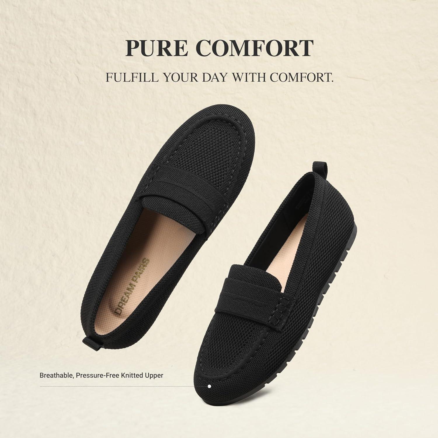 image:imageDREAM PAIRS Loafers for Women Penny Knitted Loafer Casual Comfortable Slip On Flats Work Business Walking ShoesBlack