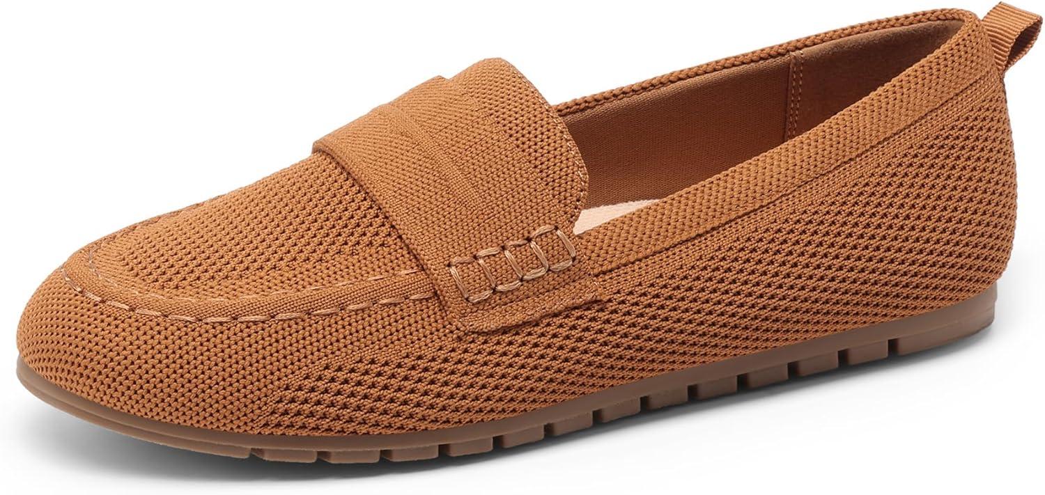 image:imageDREAM PAIRS Loafers for Women Penny Knitted Loafer Casual Comfortable Slip On Flats Work Business Walking ShoesBrown