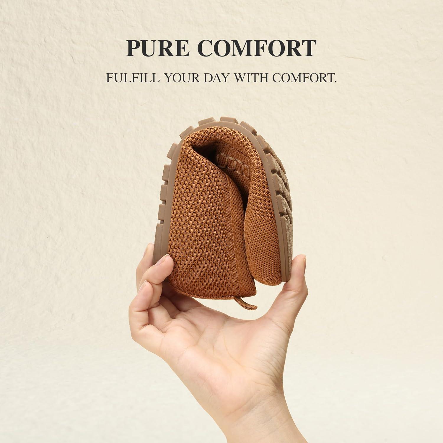 image:imageDREAM PAIRS Loafers for Women Penny Knitted Loafer Casual Comfortable Slip On Flats Work Business Walking ShoesBrown