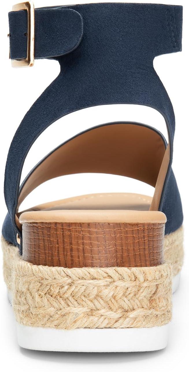 image:imageDREAM PAIRS Womens Platform Espadrilles Casual Ankle Strap Wedge Sandals Comfortable Dressy Summer ShoesNavysuede