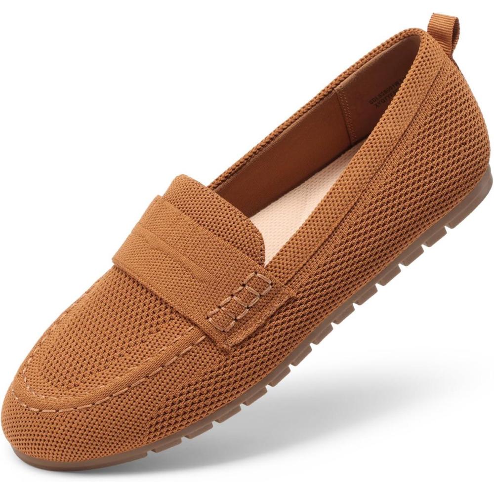 image:imageDREAM PAIRS Loafers for Women Penny Knitted Loafer Casual Comfortable Slip On Flats Work Business Walking ShoesBrown
