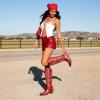 DREAM PAIRS Cowboy Knee High Boots for Women Western Retro Embroidered Cowgirl Boots Fashion Narrow Square Toe Comfortable Side Zipper Tall Boots for Ladies(Red)