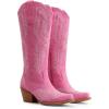 DREAM PAIRS Cowboy Knee High Boots for Women Western Retro Embroidered Cowgirl Boots Fashion Narrow Square Toe Comfortable Side Zipper Tall Boots for Ladies(Hot Pink)