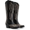 DREAM PAIRS Cowboy Knee High Boots for Women Western Retro Embroidered Cowgirl Boots Fashion Narrow Square Toe Comfortable Side Zipper Tall Boots for Ladies(Black)