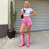 DREAM PAIRS Cowboy Knee High Boots for Women Western Retro Embroidered Cowgirl Boots Fashion Narrow Square Toe Comfortable Side Zipper Tall Boots for Ladies(Hot Pink)
