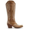 DREAM PAIRS Cowboy Knee High Boots for Women Western Retro Embroidered Cowgirl Boots Fashion Narrow Square Toe Comfortable Side Zipper Tall Boots for Ladies(Brown)