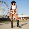 DREAM PAIRS Cowboy Knee High Boots for Women Western Retro Embroidered Cowgirl Boots Fashion Narrow Square Toe Comfortable Side Zipper Tall Boots for Ladies(Black)