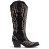 DREAM PAIRS Cowboy Knee High Boots for Women Western Retro Embroidered Cowgirl Boots Fashion Narrow Square Toe Comfortable Side Zipper Tall Boots for Ladies(Black)