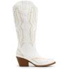 DREAM PAIRS Cowboy Knee High Boots for Women Western Retro Embroidered Cowgirl Boots Fashion Narrow Square Toe Comfortable Side Zipper Tall Boots for Ladies(White)