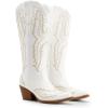 DREAM PAIRS Cowboy Knee High Boots for Women Western Retro Embroidered Cowgirl Boots Fashion Narrow Square Toe Comfortable Side Zipper Tall Boots for Ladies(White)