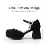 DREAM PAIRS Girls Dress Shoes Platform Square Toe High Heels Ankle Strap Party Wedding Flower Pump for Little Big Kid(Black)