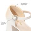 DREAM PAIRS Girls Dress Shoes Platform Square Toe High Heels Ankle Strap Party Wedding Flower Pump for Little Big Kid(Ivory)