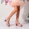 DREAM PAIRS Girls Dress Shoes Platform Square Toe High Heels Ankle Strap Party Wedding Flower Pump for Little Big Kid(Pink)