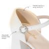 DREAM PAIRS Girls Dress Shoes Platform Square Toe High Heels Ankle Strap Party Wedding Flower Pump for Little Big Kid(White)