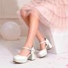 DREAM PAIRS Girls Dress Shoes Platform Square Toe High Heels Ankle Strap Party Wedding Flower Pump for Little Big Kid(White)