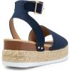DREAM PAIRS Women’s Platform Espadrilles Casual Ankle Strap Wedge Sandals Comfortable Dressy Summer Shoes(Navy-suede)