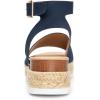 DREAM PAIRS Women’s Platform Espadrilles Casual Ankle Strap Wedge Sandals Comfortable Dressy Summer Shoes(Navy-suede)