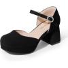DREAM PAIRS Girls Dress Shoes Platform Square Toe High Heels Ankle Strap Party Wedding Flower Pump for Little Big Kid(Black)