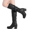DREAM PAIRS Women’s Chunky Heel Knee High Boots Side Zipper Round Toe Boots with Faux Fur Lining(Black)
