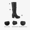 DREAM PAIRS Women’s Chunky Heel Knee High Boots Side Zipper Round Toe Boots with Faux Fur Lining(Black)