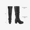 DREAM PAIRS Women’s Chunky Heel Knee High Boots Side Zipper Round Toe Boots with Faux Fur Lining(Black)