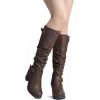 DREAM PAIRS Women’s Chunky Heel Knee High Boots Side Zipper Round Toe Boots with Faux Fur Lining(Brown)