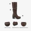 DREAM PAIRS Women’s Chunky Heel Knee High Boots Side Zipper Round Toe Boots with Faux Fur Lining(Brown)