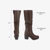 DREAM PAIRS Women’s Chunky Heel Knee High Boots Side Zipper Round Toe Boots with Faux Fur Lining(Brown)