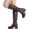 DREAM PAIRS Women’s Chunky Heel Knee High Boots Side Zipper Round Toe Boots with Faux Fur Lining(Brown)