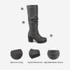 DREAM PAIRS Women’s Chunky Heel Knee High Boots Side Zipper Round Toe Boots with Faux Fur Lining(Grey)