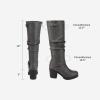 DREAM PAIRS Women’s Chunky Heel Knee High Boots Side Zipper Round Toe Boots with Faux Fur Lining(Grey)