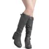 DREAM PAIRS Women’s Chunky Heel Knee High Boots Side Zipper Round Toe Boots with Faux Fur Lining(Grey)