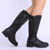 DREAM PAIRS Women’s Knee High Boots Comfortable Riding Boots Side Zipper Fall Boots with Buckle(Black)