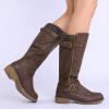 DREAM PAIRS Women’s Knee High Boots Comfortable Riding Boots Side Zipper Fall Boots with Buckle(Brown)