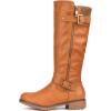 DREAM PAIRS Women’s Knee High Boots Comfortable Riding Boots Side Zipper Fall Boots with Buckle(Camel)