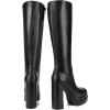 DREAM PAIRS Women’s Platform Heeled Knee High Boots, Long Chunky Tall Gogo Boots for Fall(Black)