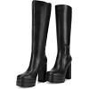 DREAM PAIRS Women’s Platform Heeled Knee High Boots, Long Chunky Tall Gogo Boots for Fall(Black)