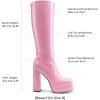DREAM PAIRS Women’s Platform Heeled Knee High Boots, Long Chunky Tall Gogo Boots for Fall(Pink)